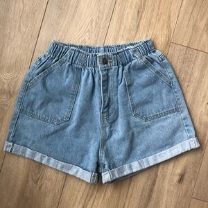 Elastic Waist Jean Shorts